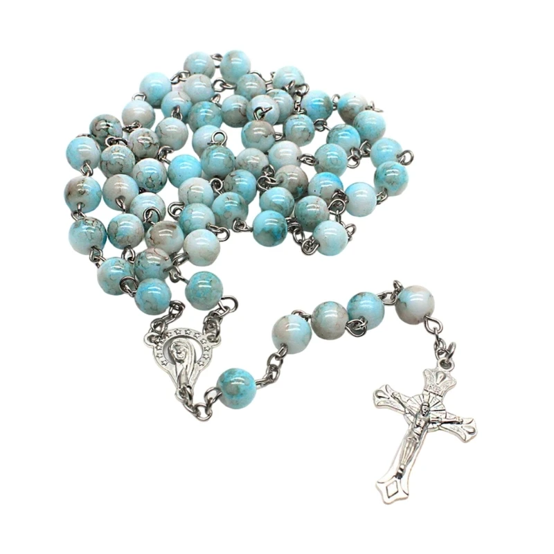 Catholic Rosary Necklace Crucifix Markings Beads Spiritual Jewelry for Men Women