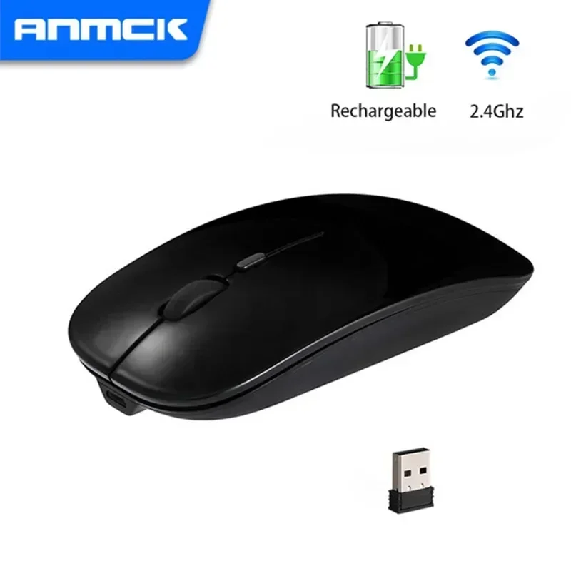 Anmck-Mouse Gaming Recarregável Sem Fio, Silencioso, Mini Mice para Laptops, Gamer de Computador, Casa, Negócios, Escritório, Casa, 1600 DPI, 2.4G