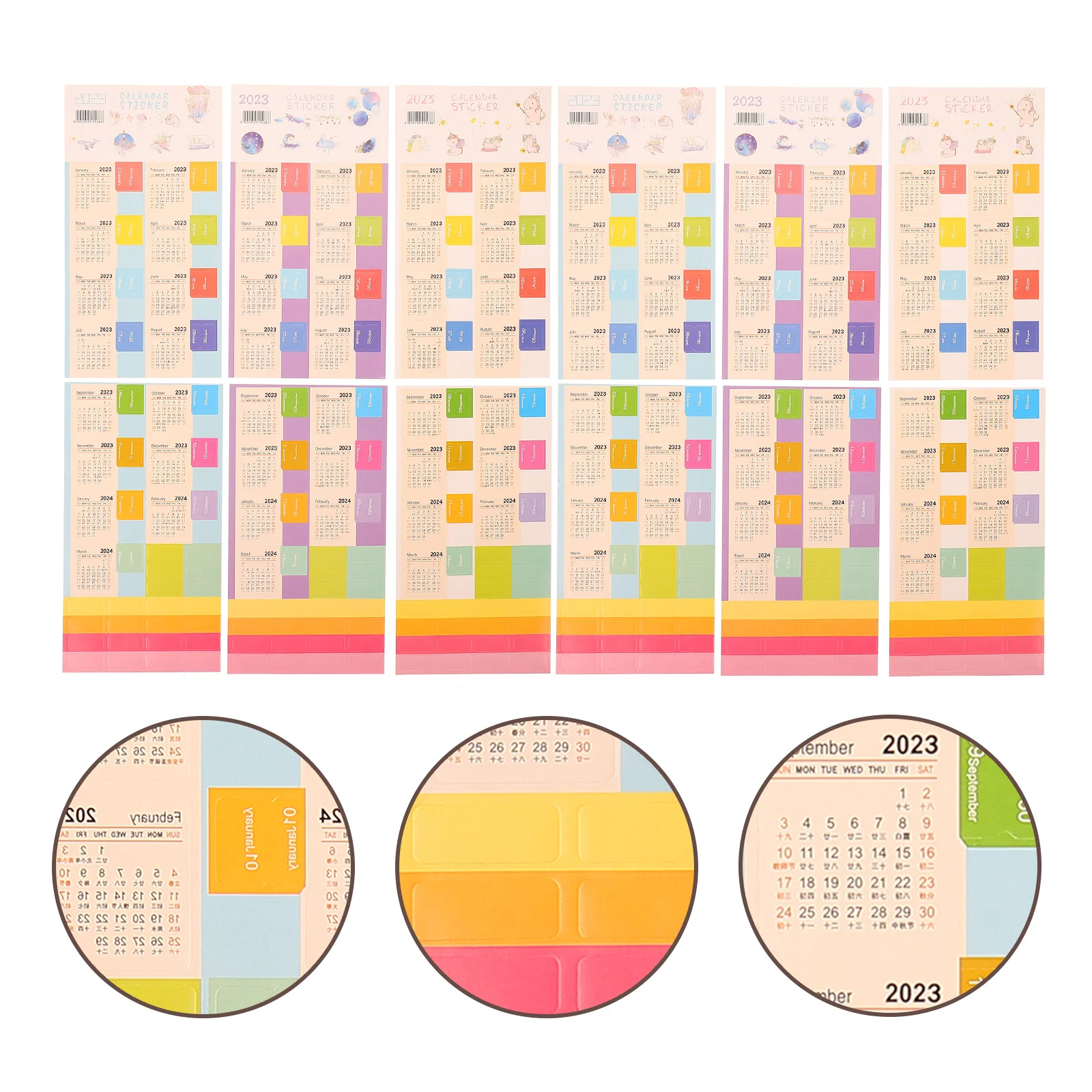 

12 Sets Calendar Sticker Student Tabs Daily Paper Monthly Divider Journal