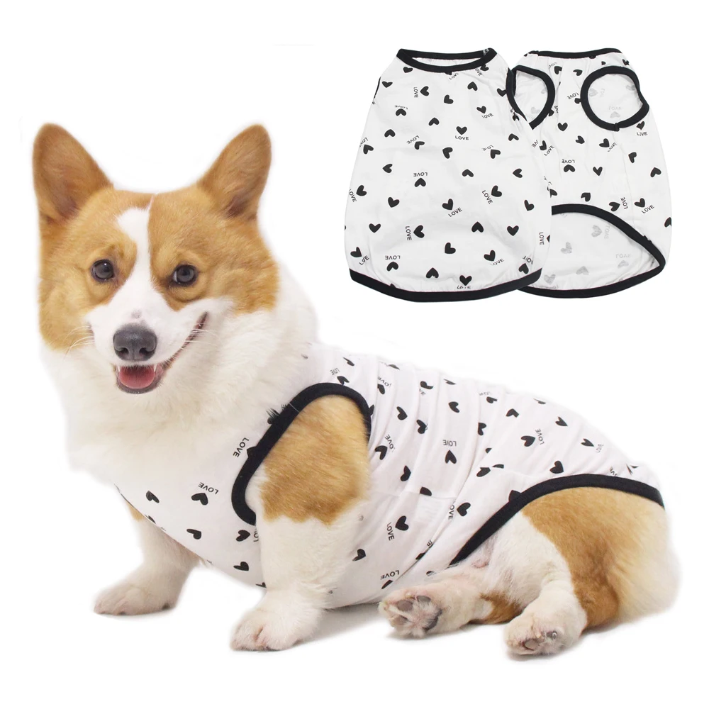 Dog Clothes Summer Breathable Cotton Dog Shirt Vest for Small Medium Large Dogs Hair Shedding Proof Puppy Tank Tops Corgi Husky