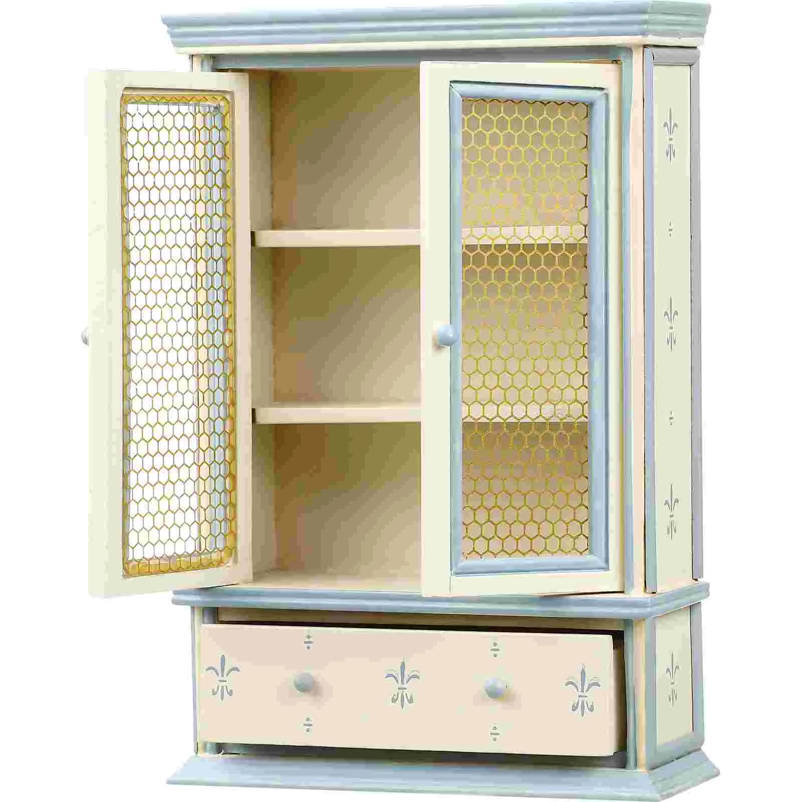 

Dollhouse Bookshelf Cabinet Model Miniature Prop for Toy Bookcase Glass Decors Accessories