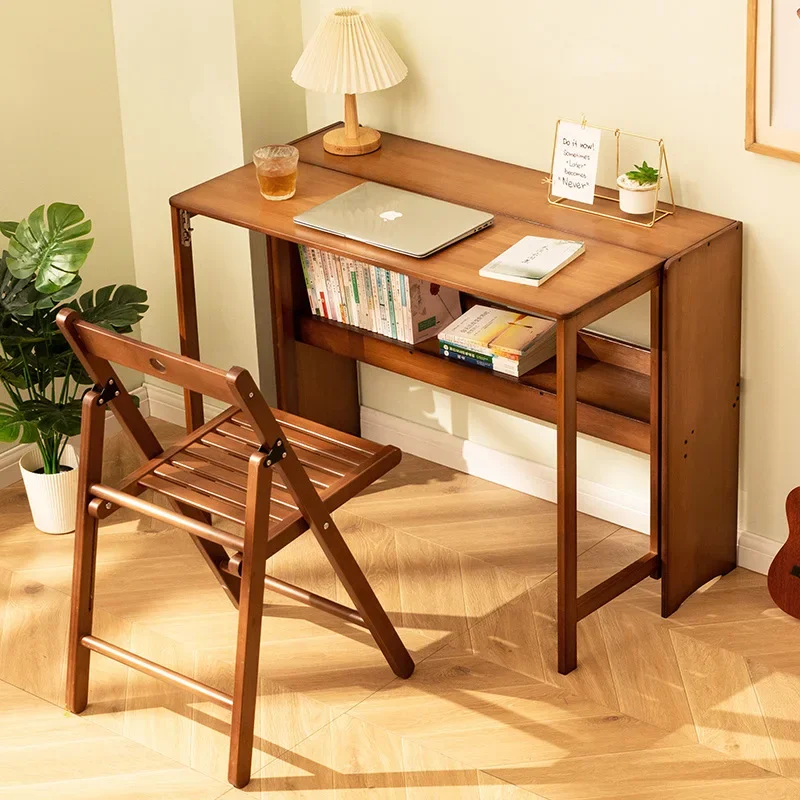 Folding Desk Computer Table Office Desk Student Home Small Desktop Solid Wood Bedroom Bedside Writing Workstation