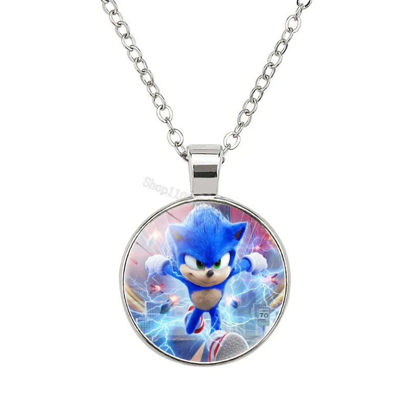 Cartoon Anime Sonics Time Stone Pendant Necklace Cute Aesthetic Neck Chain Jewelry for Women Fashion Accessories Christmas Gift