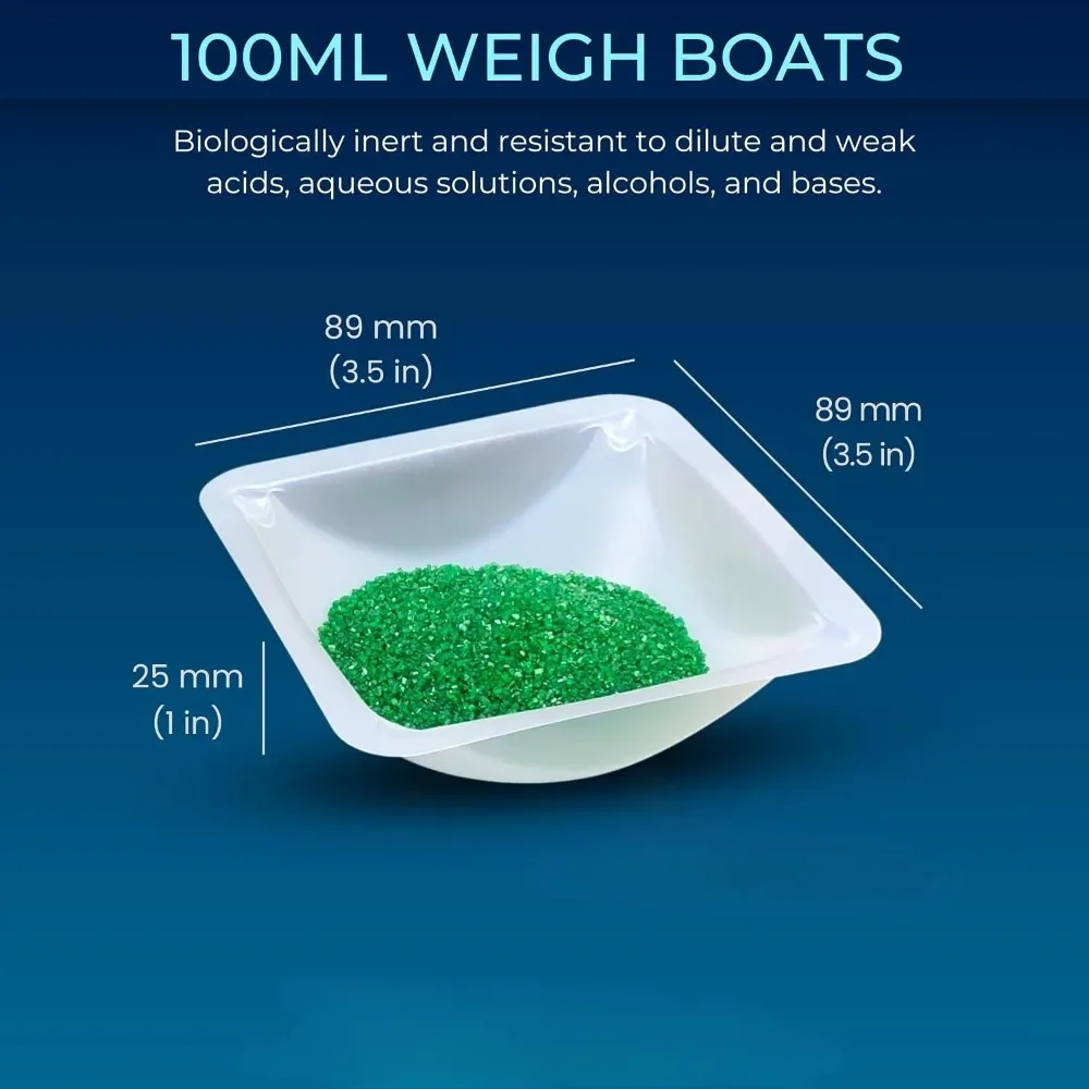 Weigh Boats Medium 100mL, 20 Pack Plastic Trays, Lab Scale Weighing Dishes