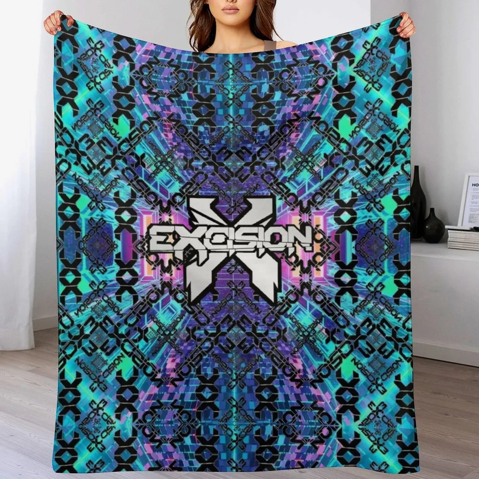 

Excision Bass Rave Music Festival Design for Mens Womens Unisex Throw Blanket Hair Large Heavy Blankets