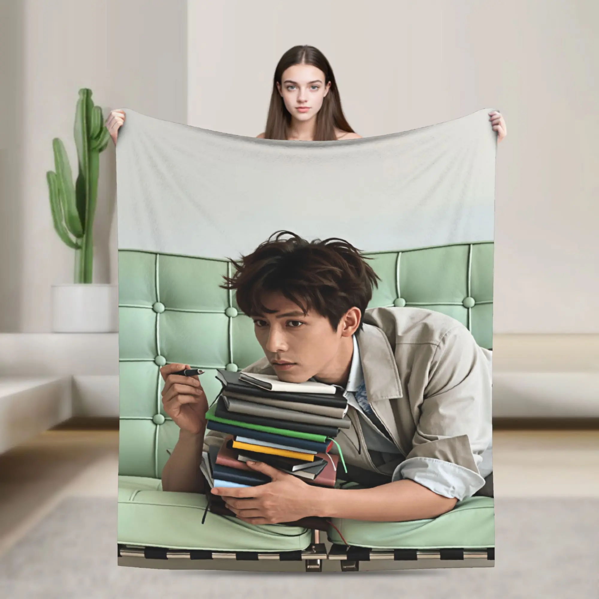 Wang Anyu Actor Blanket Adults  Flannel Throw Blanket For Chair Sofa Bed Soft Cozy Design Quality Bedspread Gift