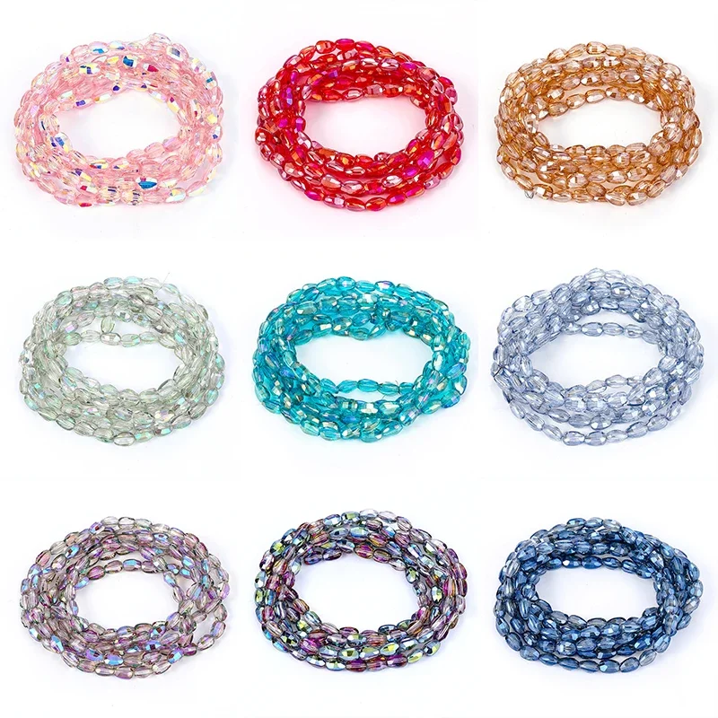 10色 6x8mm ファセットカットガラスビーズ ルースクラフトスペーサービーズ DIYジュエリー ブレスレット ネックレス イヤリング キーホルダー製作 クラフト用 1