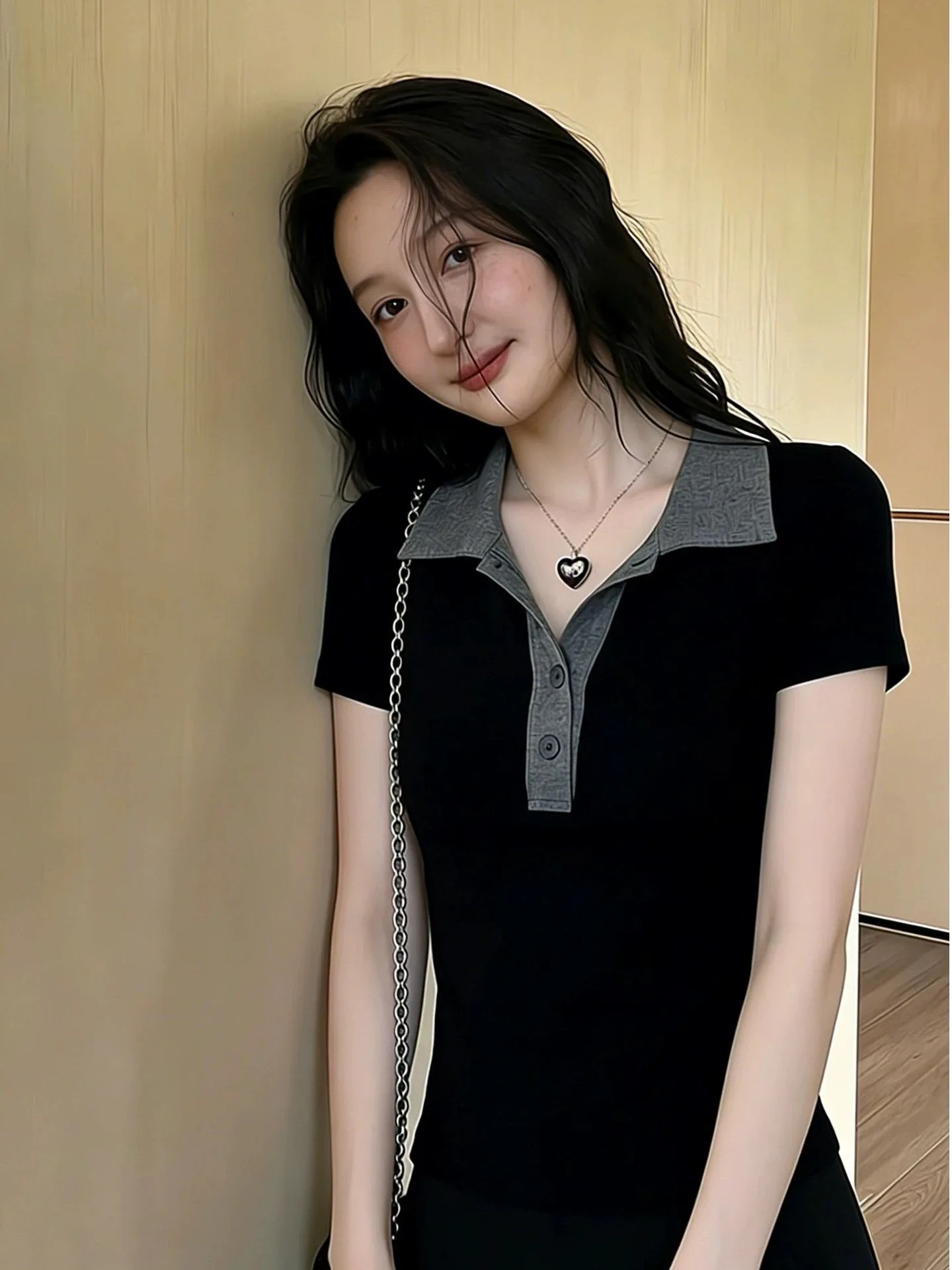 Summer Women's Slim Fit  Shirt Short Sleeve 95 Cotton High Waist Flip Collar T-Shirt Big Size plus Size Fashion Casual Top