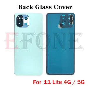 Bilashmart Xiaomi 11 Lite 4G 5G Back Battery Cover Rear Panel Door Housing Case With Camera Lens