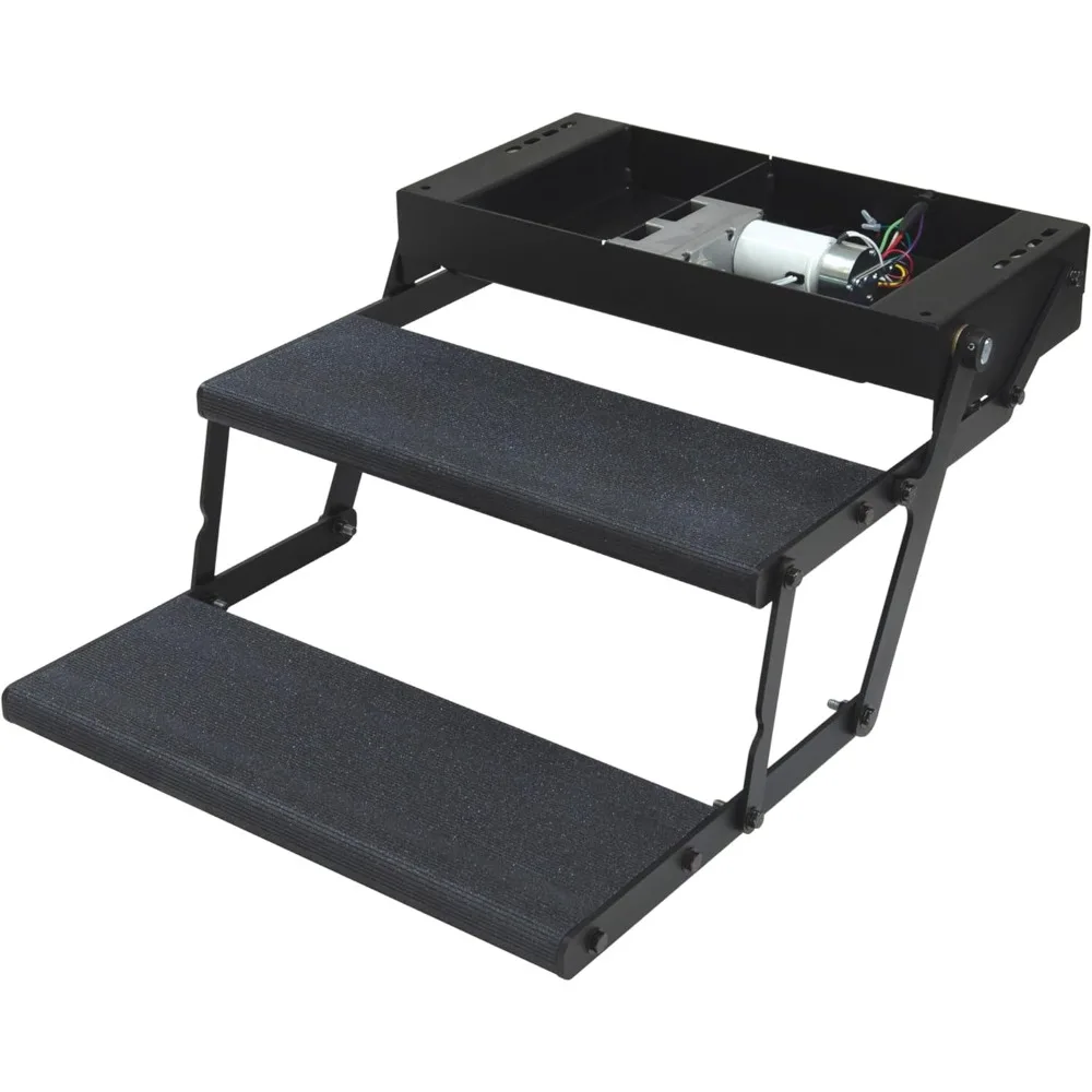 

Tread Lite RV Power Steps - 24" Double Electric Foldout Step Configuration with LED Lighting, 8.5" Rise and Depth, Anti-Slip Co