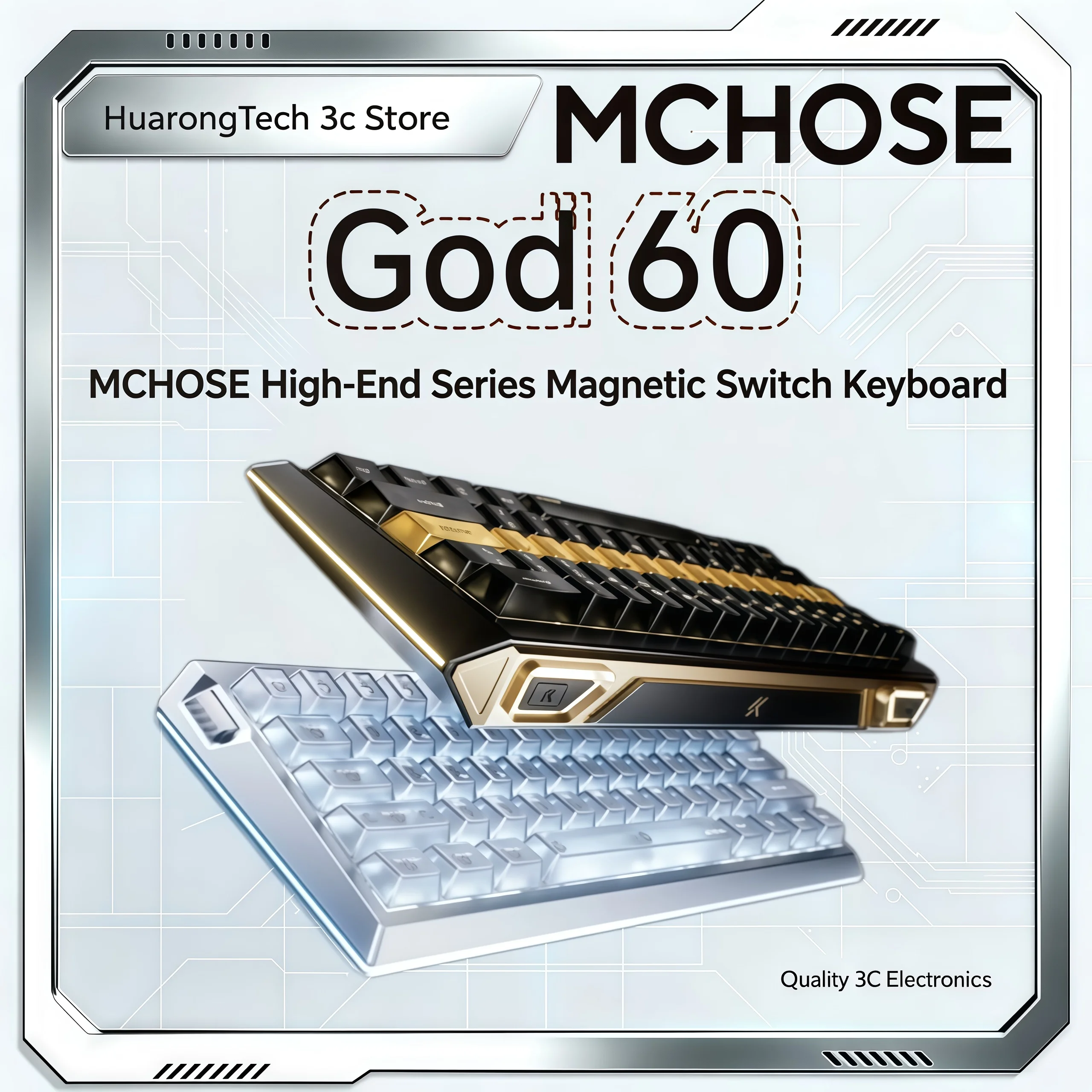 MCHOSE God 60 Keyboards Mortal Animation Joint Magnetic Axis Keyboard Gaming Special Mechanical Tile All Aluminum 16000Hz