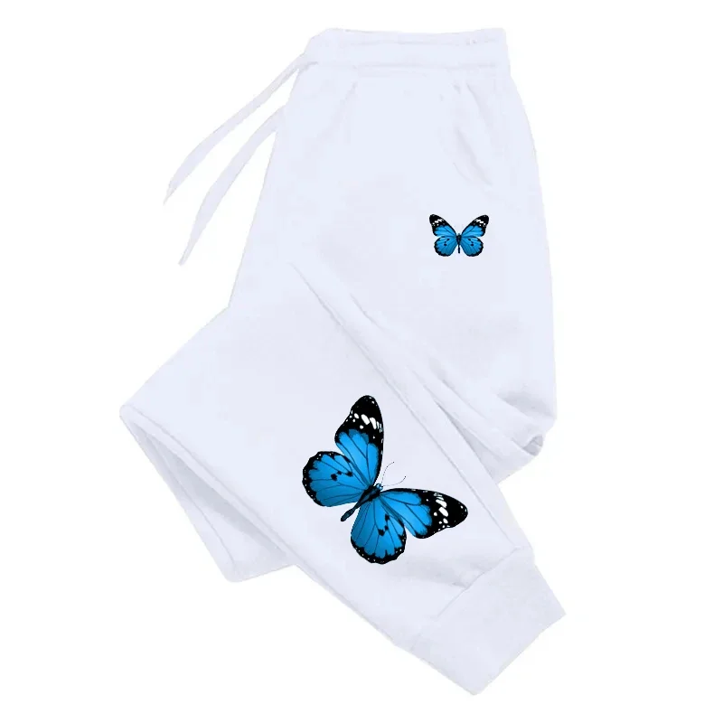 2025 Men's and Women's Butterfly Patterned Printed Jogger Pants - Fashionable, Casual, Loose-Fitting Running Pants