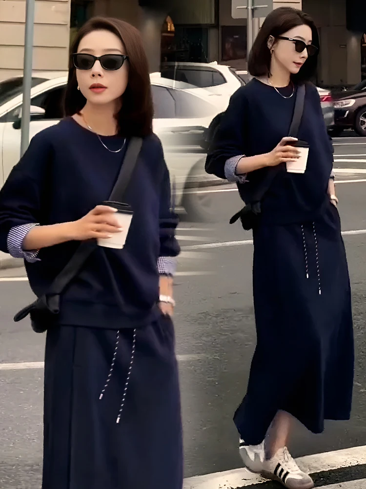 Casual Faionable Women's Two-Piece Set Spring Autumn New Sle Korean Sle Sweatirt  Skirt Versatile Comfortable