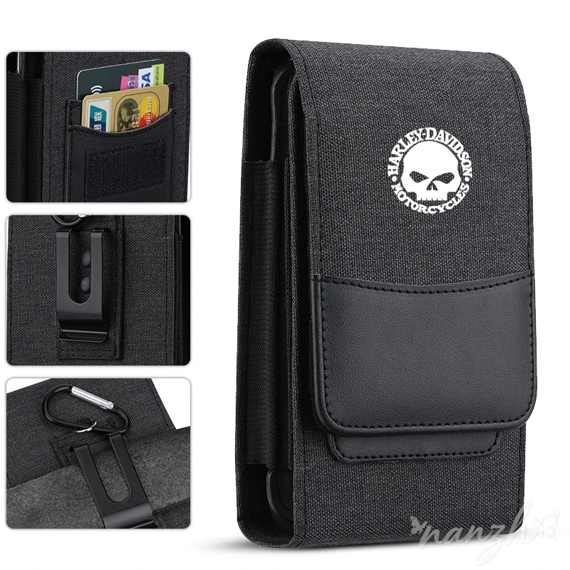 Phone Holster Belt Clip Waist Oxford Cloth Wallet For Harley Davidson PA1250 Softail Sportster VRSC Touring X48 1200 C Tire Valv