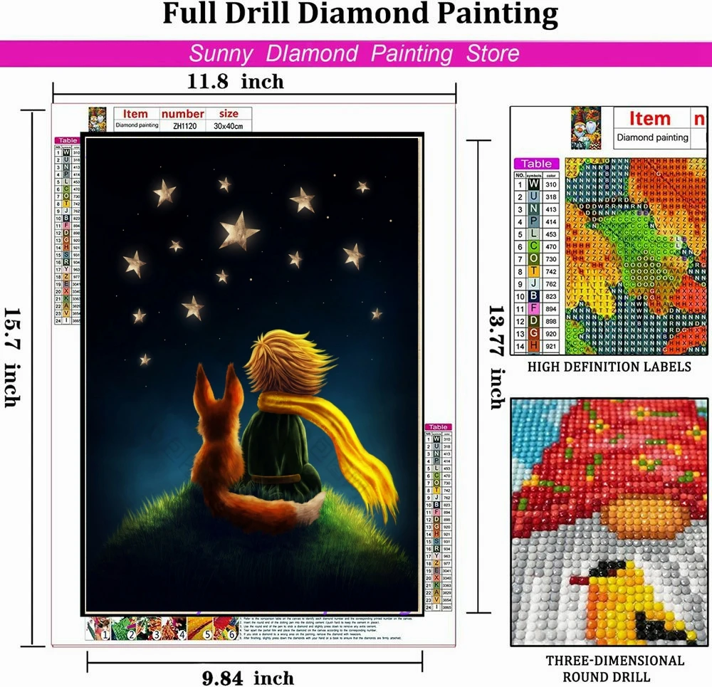 5D Diy Diamond Painting Cross Stitch Kits New The Little Prince Art Embroidery Mosaic Cartoon Picture Rhinestone Home Decor Gift