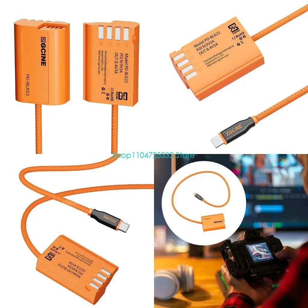 P5EA USB Type C to DMW BLK22 Dummy Battery For Imaging Device S5M2 GH7 3A Current