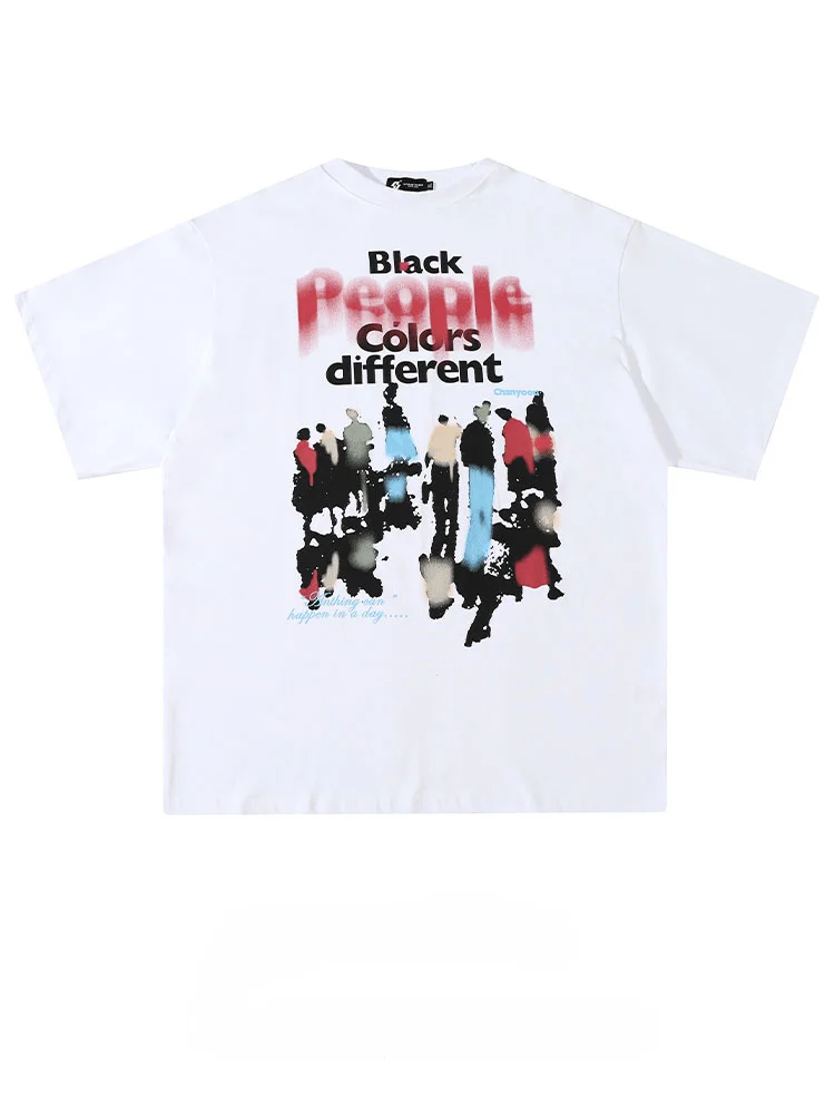 

2024 New Summer Men's Printed Cotton Versatile Men's Heavy Men's Women's Short Sleeve T-Shirt Loose Trendy Brand Short Sleeve