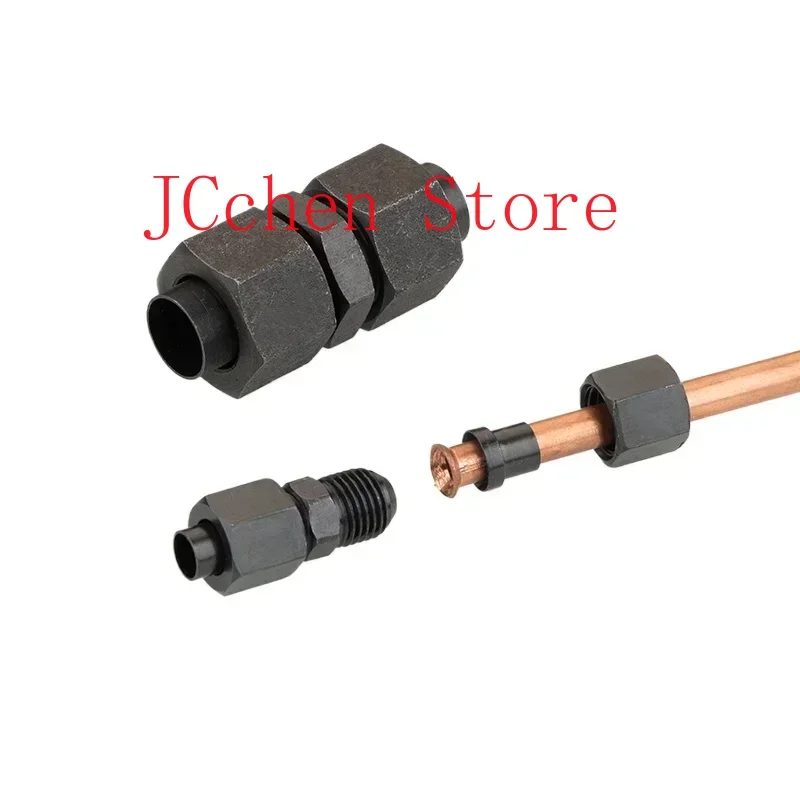 유압 탄소강 D형 더블 플레어링 스트레이트 압력 오일 파이프 조인트 미터법 나사 연결 피팅 전환 조인트