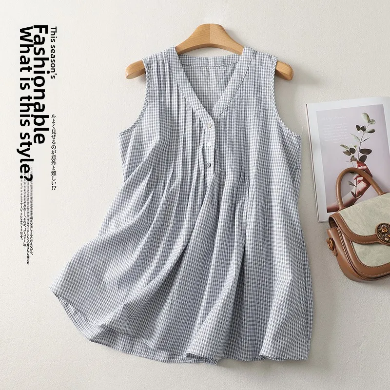 

Summer Outfit Women's Sleeveless V-Neck Vest Heavy Embroidery Small Top Outerwear Versatile Loose Fit Regular Thickness