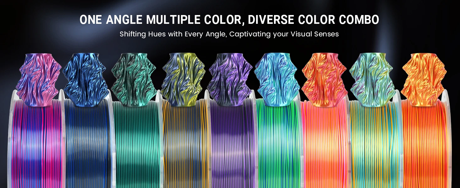 SUNLU PLA PLUS Silk 1.75mm 3D-Druckerfilament Zwei/Drei-Ton Glänzende Seidentextur Farbverlauf Kompatibel mit den meisten FDM-3D-Druckern – Detail 3