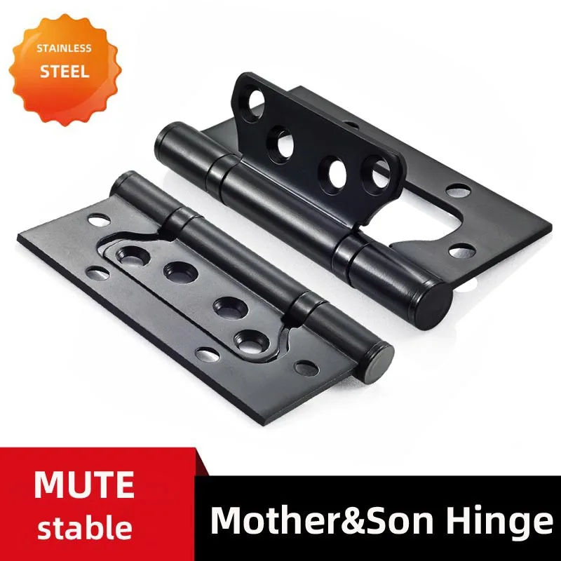 Black Stainless Steel Room Hinge Mother Son Wood Door Hinges 3mm Thickened Household Mute Gemel Home Durable Furniture Hardware