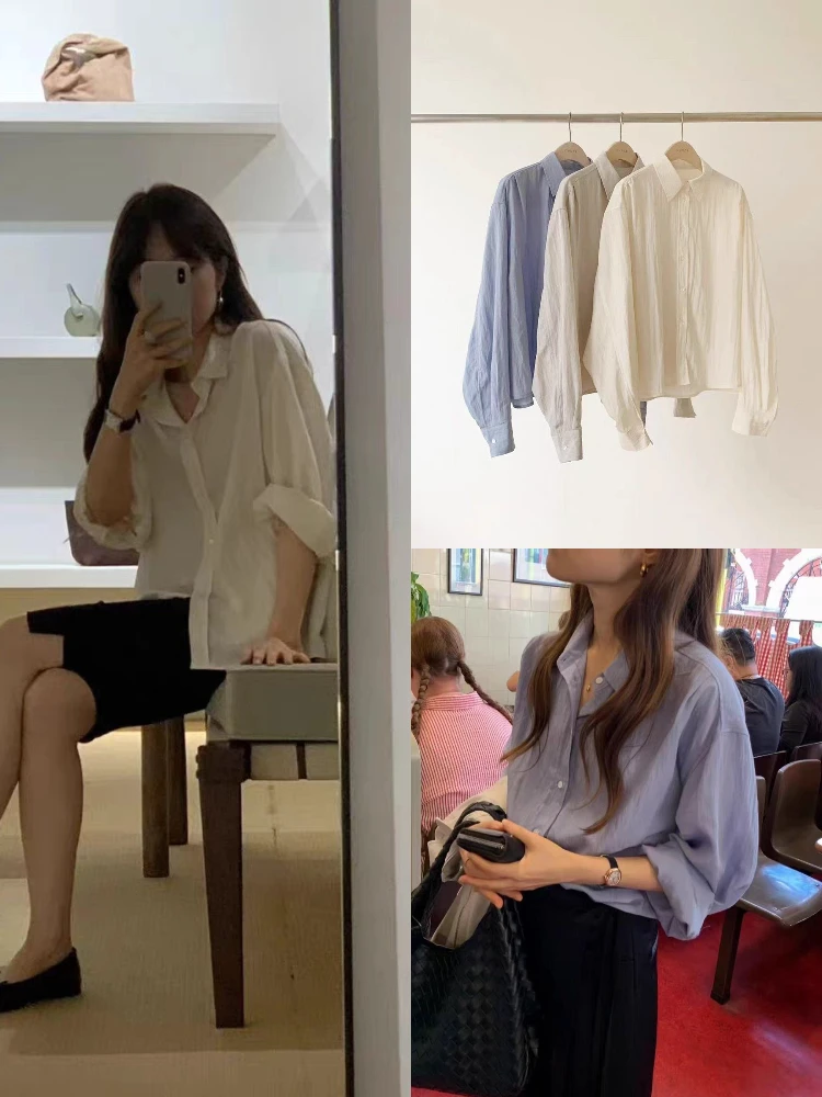 

Свободная женская одежда irt, тонкая солнцезащитная одежда Lazy Sle, верхняя одежда средней длины, хлопковая длинная застежка на пуговицах, однотонная