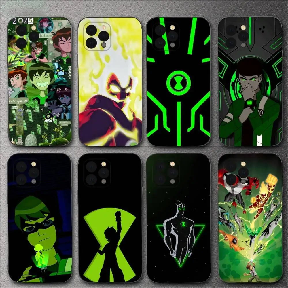 

B-BenS Cartoon 10 Phone Case For iPhone 16,15,14,13,12,11,XS,XR,X,8,7,Pro,Max,Plus,mini Silicone Black Cover