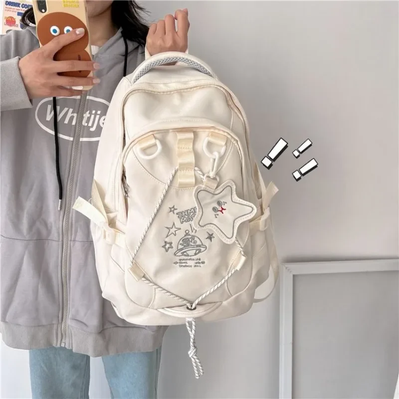 Pink Large Capacity Backpacks Luxury Designer Bag For Women Oxford Zip School Bags Embroidery Waterproof Korean Shoulder Bag