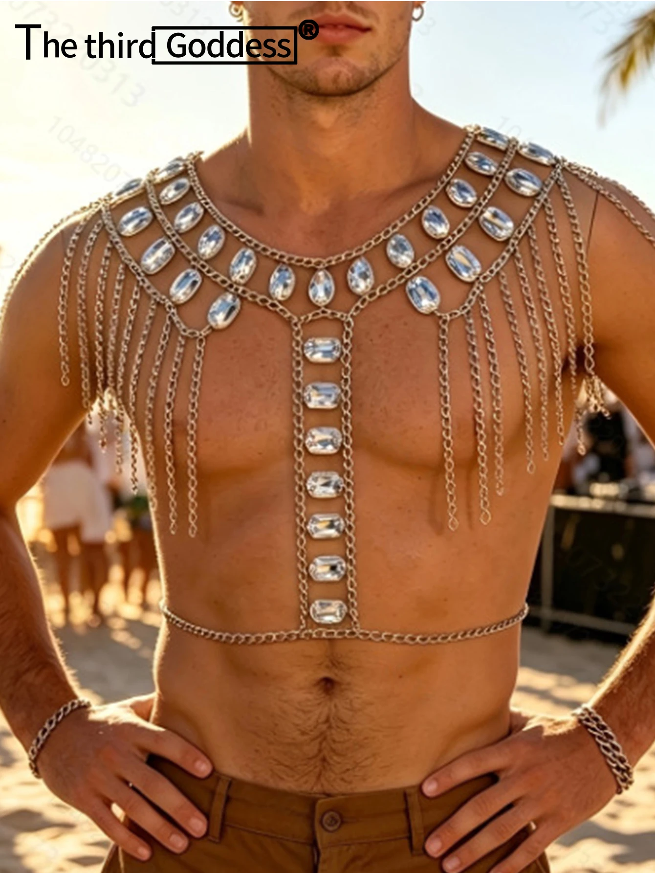 Sexy metal rhinestone tanks top women men summer see through beach crop top club party tops woman gay man rave festival clothing