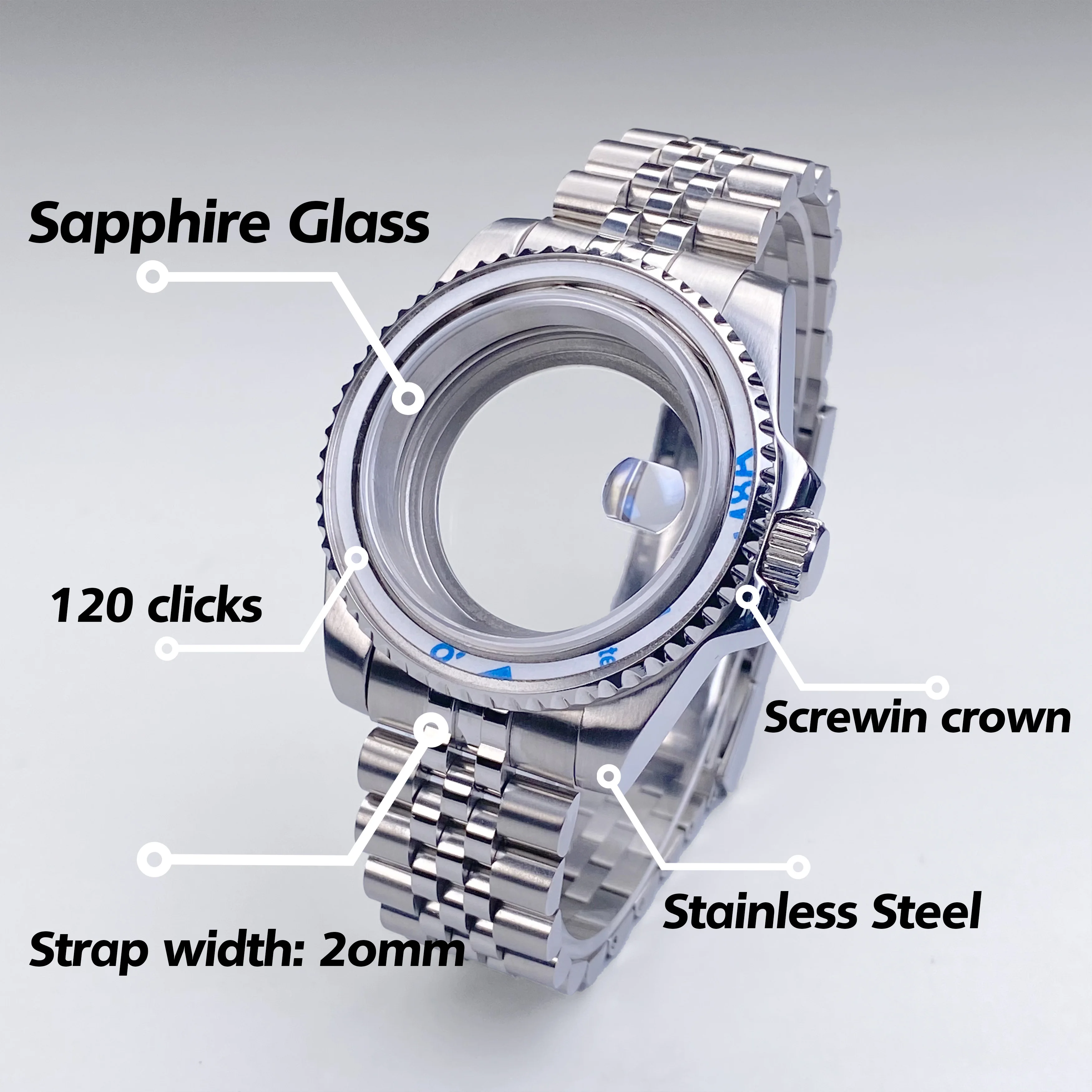 Boîtier de montre NH35 40mm GMT/SUB 120 clics, verre saphir, boîtier en acier inoxydable adapté au mouvement NH35 NH36 28.5mm, accessoires de cadran NH35