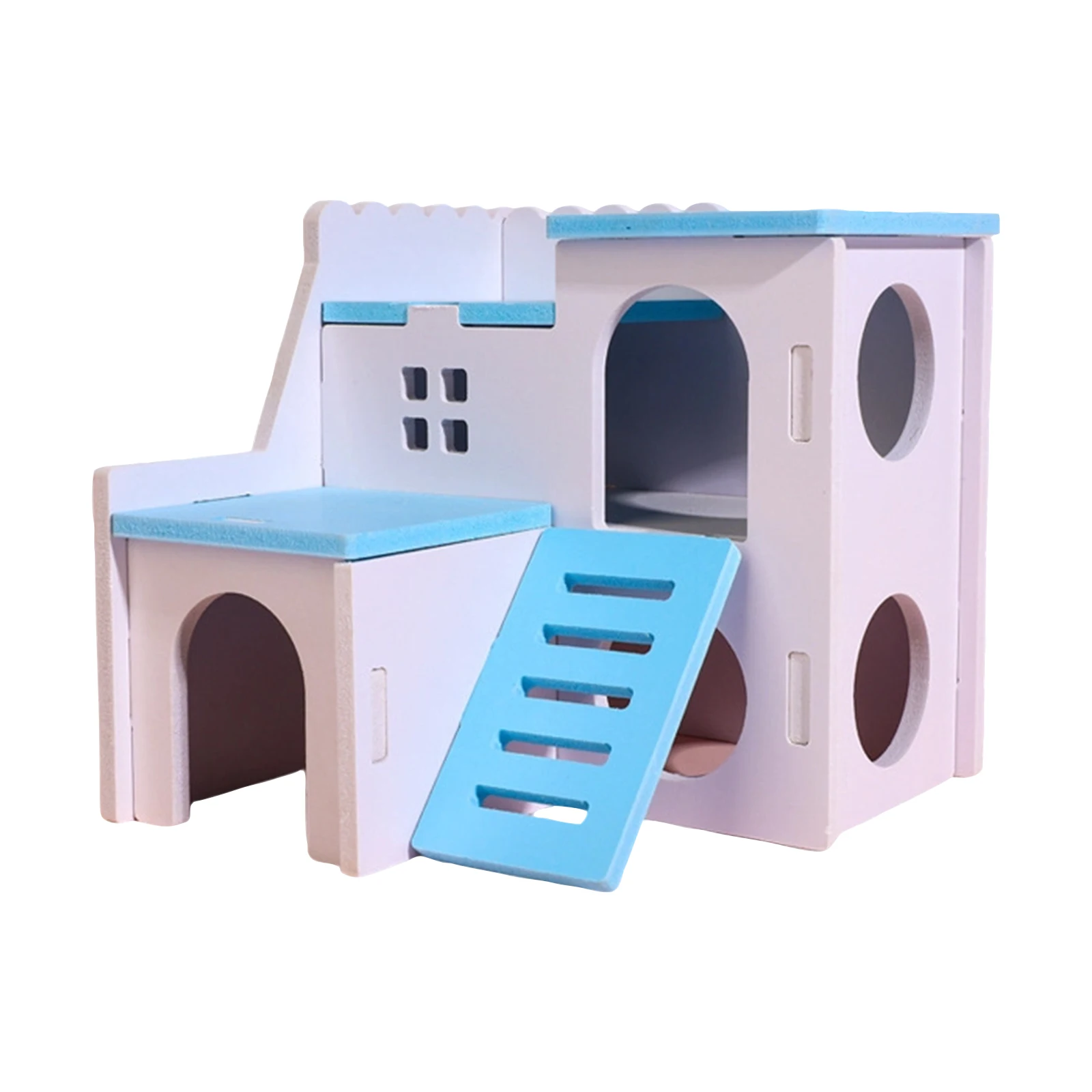 Hamster-Haus Spielzeug Kleintier-Versteck Hamster-Holzhaus 2 Ebenen Mit Leiter-Design Holzhütte Spielzeug – Detail 4