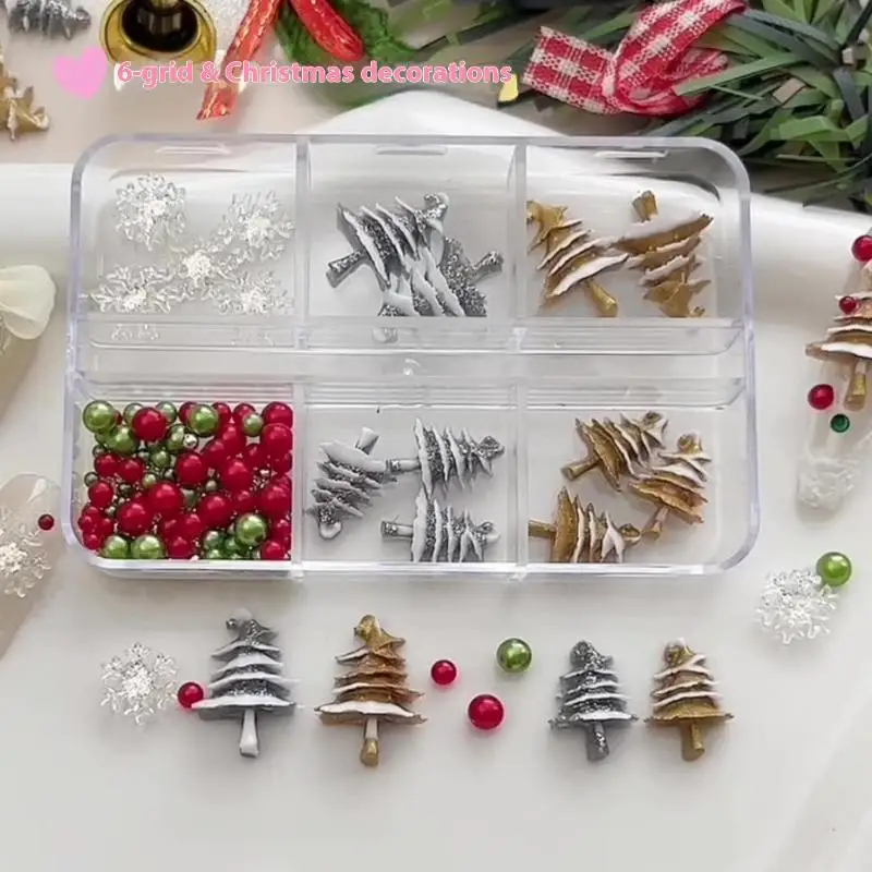 Décoration d'ongles colorée de noël, accessoires en résine, arbre de noël, flocons de neige, bricolage, Glamour d'ongles stéréoscopique, Salon de manucure