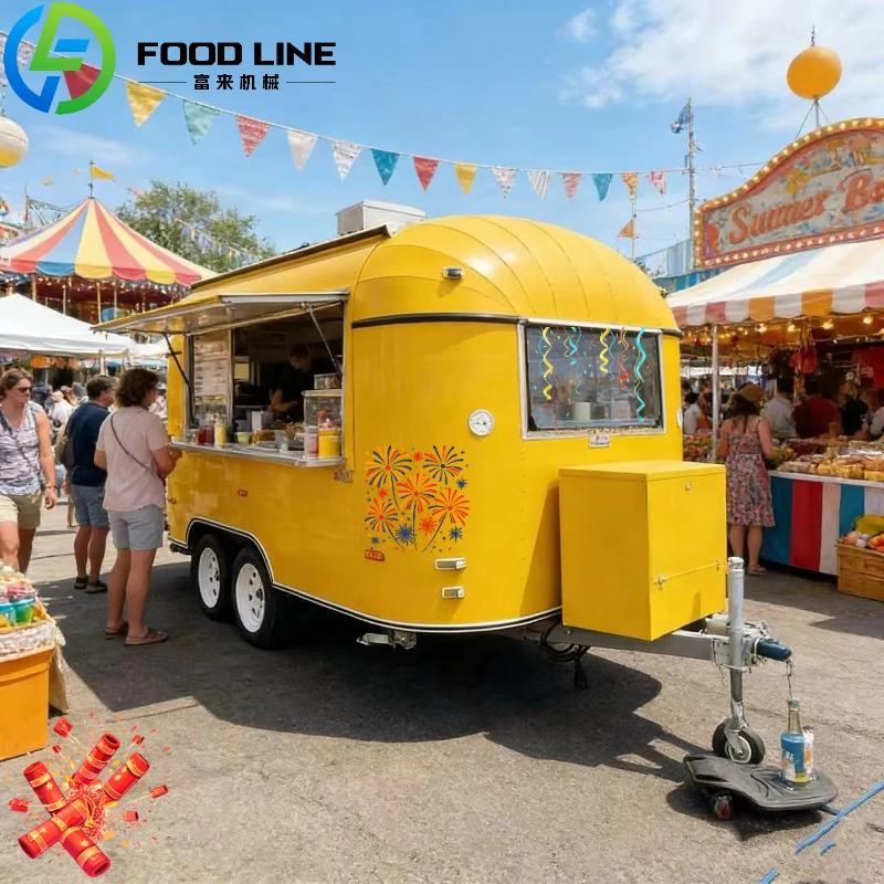 Customized Outdoor Food Truck Trailer Windproof Catering Cart Rainproof Street Vending Food Truck Mobile Food Business Trailer