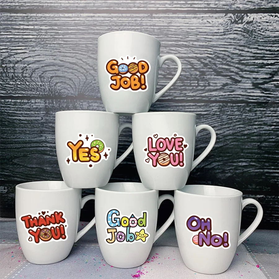 50pcs English Words Personalized Creative Water Cup Refrigerator Notebook Storage Box Waterproof Decorative Sticker