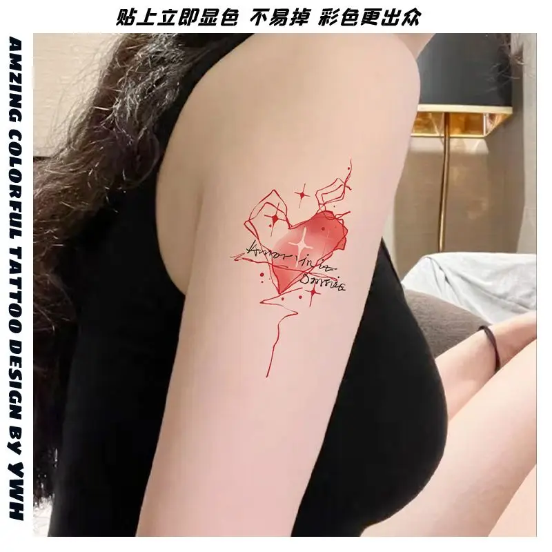 Fake Tattoos for Women Waterproof Durable Red Love Temporary Tattoo Sticker Cute Sexy Babes Art Tatoo Tatto Festival Wholesale