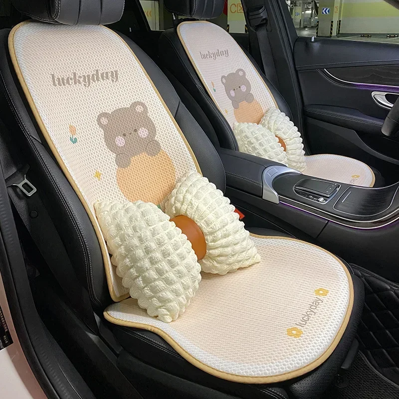 Car seat four seasons general purpose cartoon lovely woman breathable comfortable car interior seat cushion
