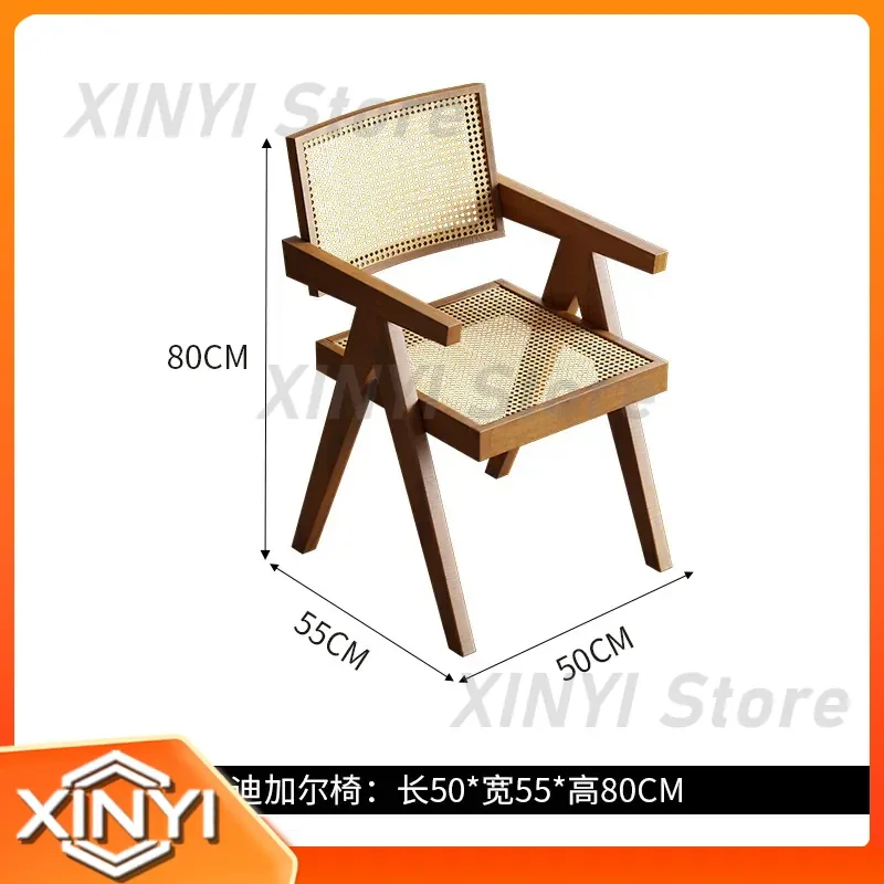 Chinese Style Solid Wood Dining Chair for Home Restaurant Reception Tea Table Armrest Chair for Modern Living Room Kitchen