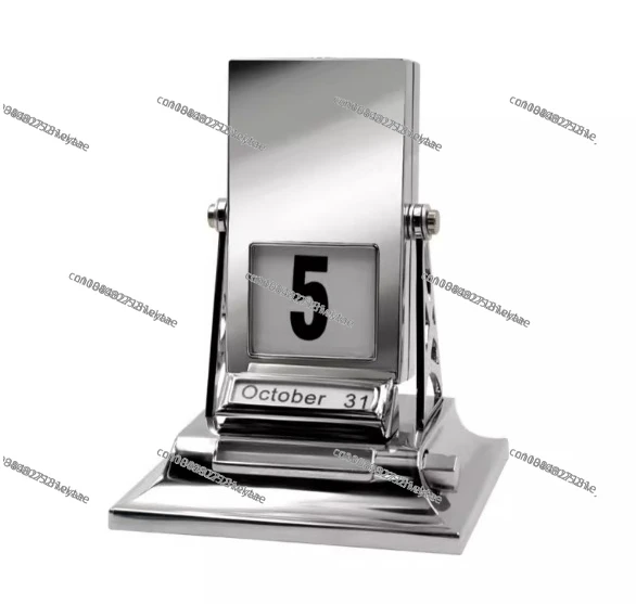 New Flip Metal Desk Calendar Crafts Business Russian English Creative Perpetual Calendar