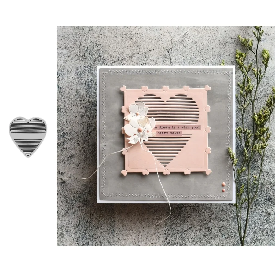 Neue Ankunft Lamellenherz Metall Stanzformen für DIY Scrapbooking Kartenherstellung Schablonen Prägung Handwerk Dekoration