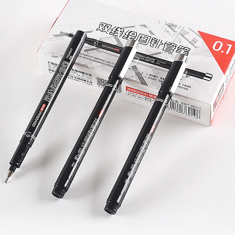 1pcs Double-Line Gel Pen 0.1mm/0.3mm/0.5mm, Essential For Architectural Design Exams, Note-Taking, And Painting