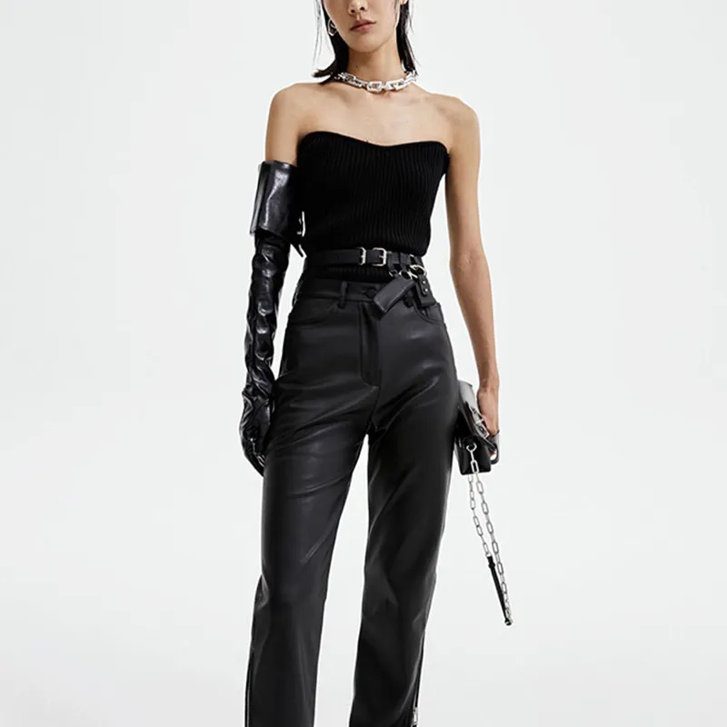 26 Zoll (65 cm) lange Handschuhe aus Kunstleder, PU, Latex, weiß, extra tief geschnitten, umklappbar, im Cyberpunk-Stil, Armstulpen, sexy Damen-Fäustlinge – Detail 4