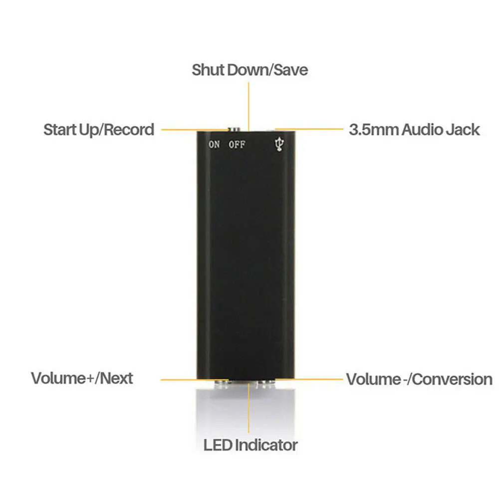 Ultra Mini Geactiveerde Voice Recorder Digitale Geluidsopname Spraakgestuurde Intelligente Luisteren 4-64GB Apparaat Dictafoon MP3 Speler