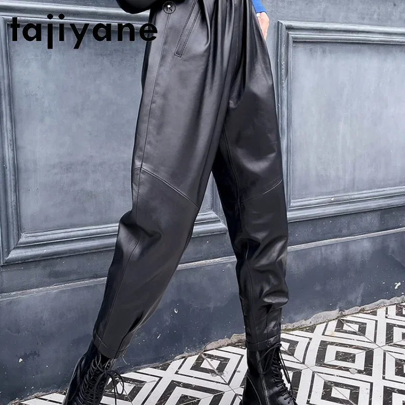 Sheepskin Genuine Leather Pants Women Harem Pants Autumn Elastic Waist Women's Nine-point Pants Casual Tide Women Trousers