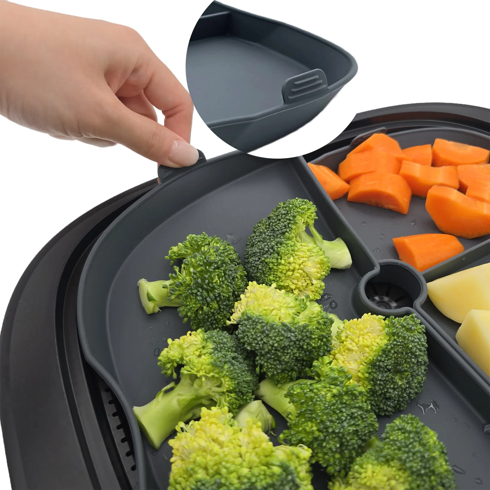 Silicone Steaming Tray for Thermomix TM7, 3-In-1 Multi-Compartment Insert for Cooking Various Foods, Non-Stick Easy Clean