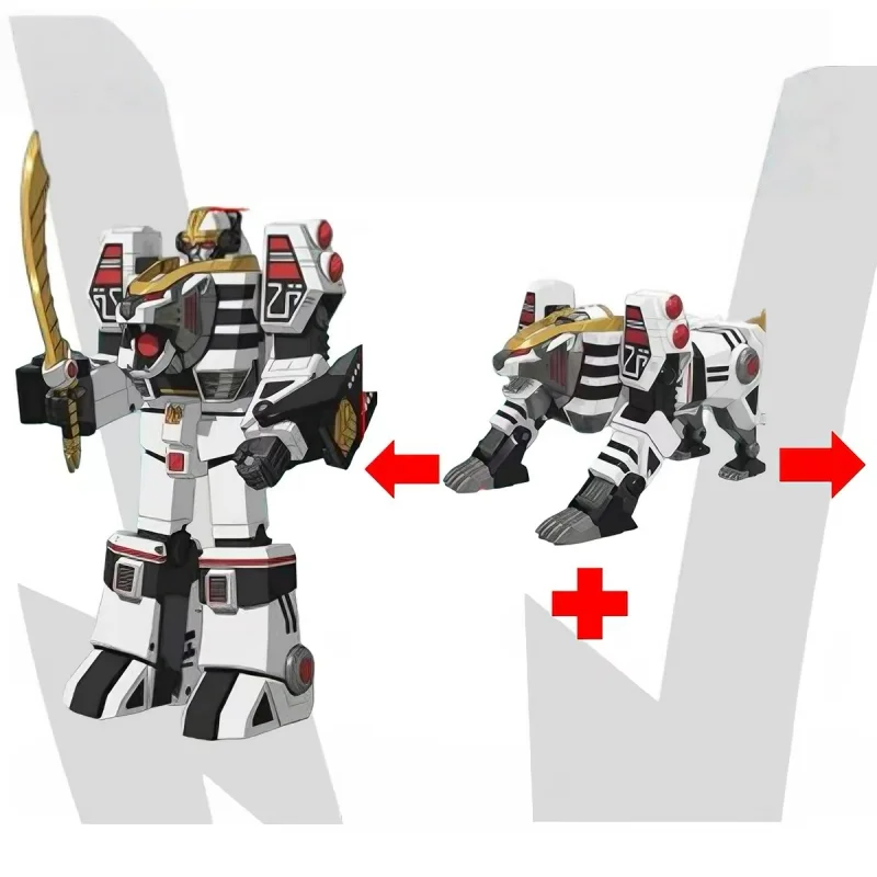 In Stock Power Rangers White Tiger Zord Megazord Assembly Model Kit Collectible Assembly Action Figures Toys Gift
