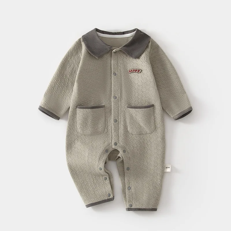 Baby Jumpsuit Baby Newborn Boneless Spring and Autumn Soft Wool Romper Jacquard Infant Children's Wear Stretch Romper