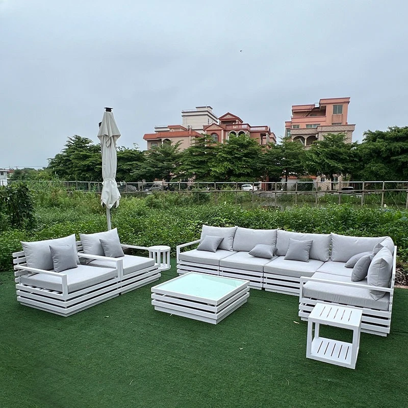 Outdoor aluminum alloy sofa combination courtyard terrace garden leisure waterproof sunscreen outdoor single sofa