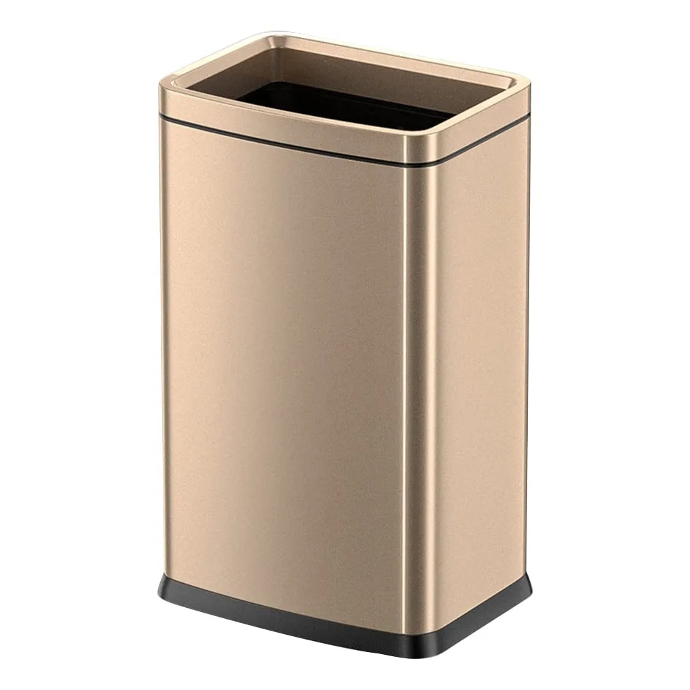 

25L/6 Gallon Stainless Steel Square Trash Can, Large Kitchen Trash Can, Office Commercial Trash Can Champagne Gold, 25Lgo