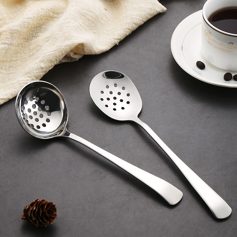 

2Pcs Stainless Steel Slotted Spoons Mirror Polished Easy Cleaning Smooth Edges Kitchen Cooking Essentials Slotted Spoon