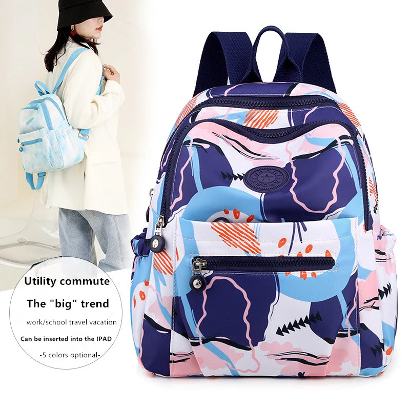 2023 New Nylon Cloth Ladies Backpack Fresh And Sweet Oxford Cloth Rucksack Fashion Casual Backpack Light Travel School Bag